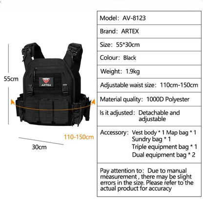 Tactical Vest Paintball Plate Holder 1000D Fabric Quick Releaseable Plate Carrier Laser Cut Platewith Triple Magazine Pouch ﻿