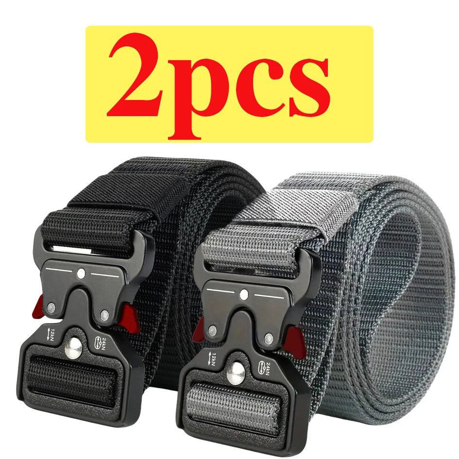Two-Pack Quick-Release Symmetrical Buckle Tactical Belt; Outdoor Sports Exercise Training Hunting Nylon Canvas Belt