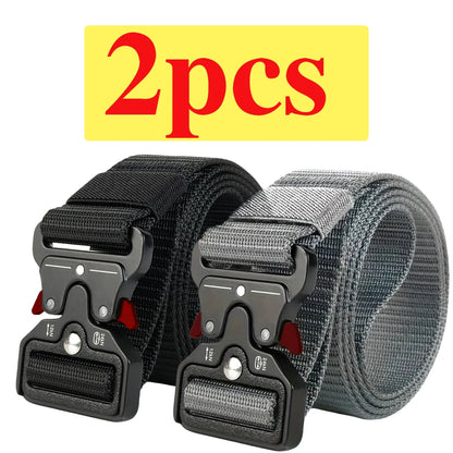 Two-Pack Quick-Release Symmetrical Buckle Tactical Belt; Outdoor Sports Exercise Training Hunting Nylon Canvas Belt
