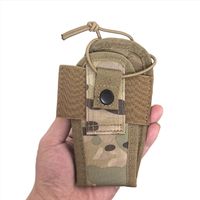 Tactical MOLLE Walkie Talkie Holder Bag Adjustable Two Way Radio Cover Case Outdoor Vest Accessory Pouch