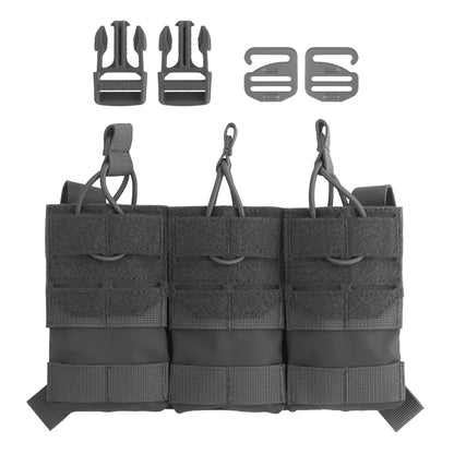 Tactical AG 3 MOLLE 5.56 M4 Triple Magazine Pouch Hunting Vest Carrier Front Panel With Elastic Fixing Rope,G-buckle,2.5 Buckle