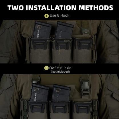 Multi-caliber Triple Mag Pouch with Admin Pouch for 5.56/9mm/PCC Mag, Front Placard for K19/KZ/LV119/FCV5 Plate Carrier