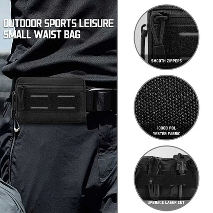 Unisex Tactical Waist Bag Small Molle Utility Pouches Multi-Purpose Horizontal Modular EDC Tools Bag Laser Cut Admin Belt Pouch