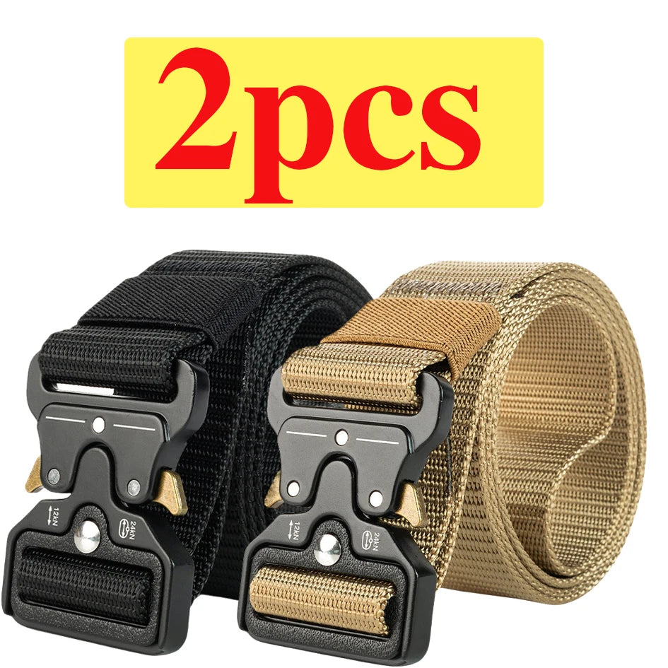Two-Pack Quick-Release Symmetrical Buckle Tactical Belt; Outdoor Sports Exercise Training Hunting Nylon Canvas Belt