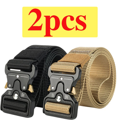 Two-Pack Quick-Release Symmetrical Buckle Tactical Belt; Outdoor Sports Exercise Training Hunting Nylon Canvas Belt