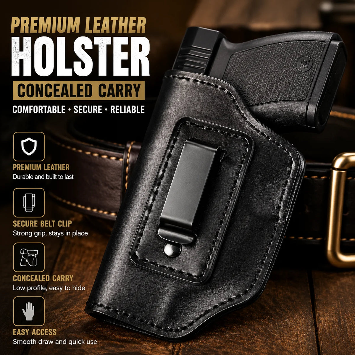 Tactical Quick Draw Holster Fit Glock G17 M92 Leather Waist Carry Conceal Holster Shooting Training Prop