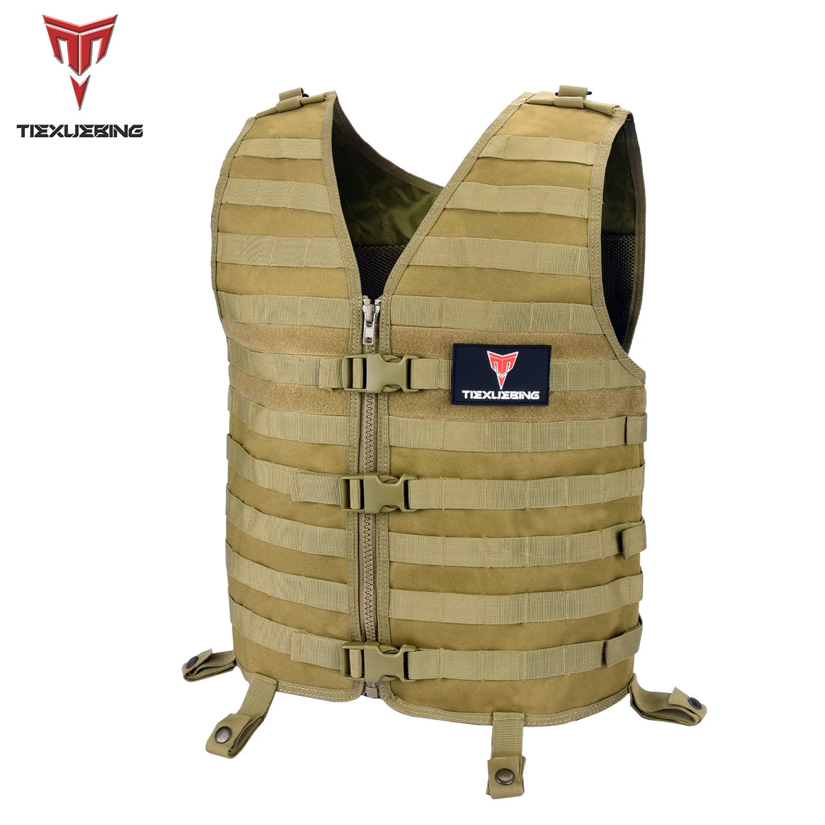 Tactical MOLLE Carrier Vest Lightweight Adjustable Waistcoat with Gear Pockets for Airsoft CS Wargame Hunting Outdoor Training