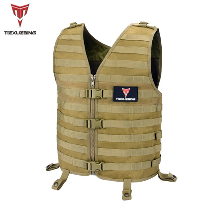 Tactical MOLLE Carrier Vest Lightweight Adjustable Waistcoat with Gear Pockets for Airsoft CS Wargame Hunting Outdoor Training