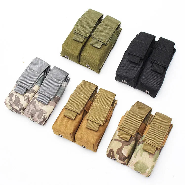 Molle 9mm Double Pistol Magazine Pouch Mag Holster Outdoor Hunting Accessories Flashlight Holder EDC Tool Waist Bag Vest Pouches