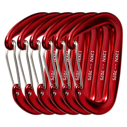 6Pcs 12kn Carabiner Set D Ring Heavy Duty Aluminum Tactical Carabiners Clips Camping Hiking Climbing Hook Hammock Outdoor Gear