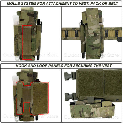 Tactical TQ Tourniquet Pouch TQ Pouch With Removable Hook and Loop Panel for MOLLE PALS Duty Belt Airsoft Combat Hunting Vest