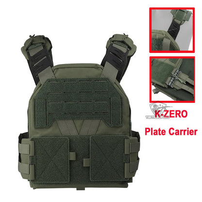 Tactical K Zero Plate Carrier Low Profile Lightweight Hunting Airsoft Equipment MOLLE Adjustable Quick Release Modular KZ