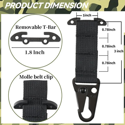 2PCS Sport Belt Clip T-Mount Molle Clip Hanging Carabiner Webbing Clip for Outdoor Backpack Vest Belt Hunting Accessories