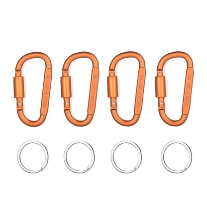 4 Pack D-ring Carabiner Clip Lightweight Aluminum Carabiners With Barrel Locking For Keychain Tactical Bag Backpack