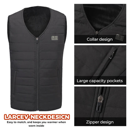 12 Heating Areas USB Heated Vest Unisex Winter Electric Heating Jacket Carbon Fiber 3 Gear Temperature Control Outdoor Skiing