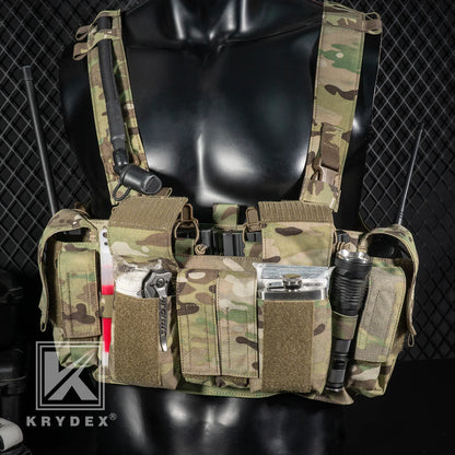 KRYDEX 500D Tactical Chest Rig UW Gen IV Low Profile Rigs Carrier With GP Pouch Multifunction Pockets H Harness