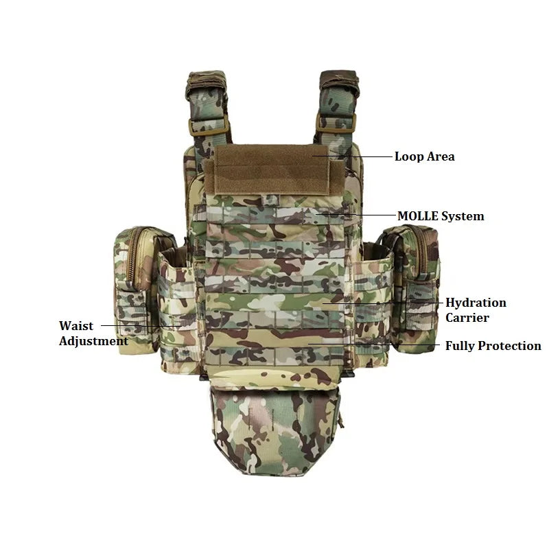 YAKEDA Camouflage Multifunctional Tactical Vest Outdoor Waistcoat Equipment Tactical Training Vest