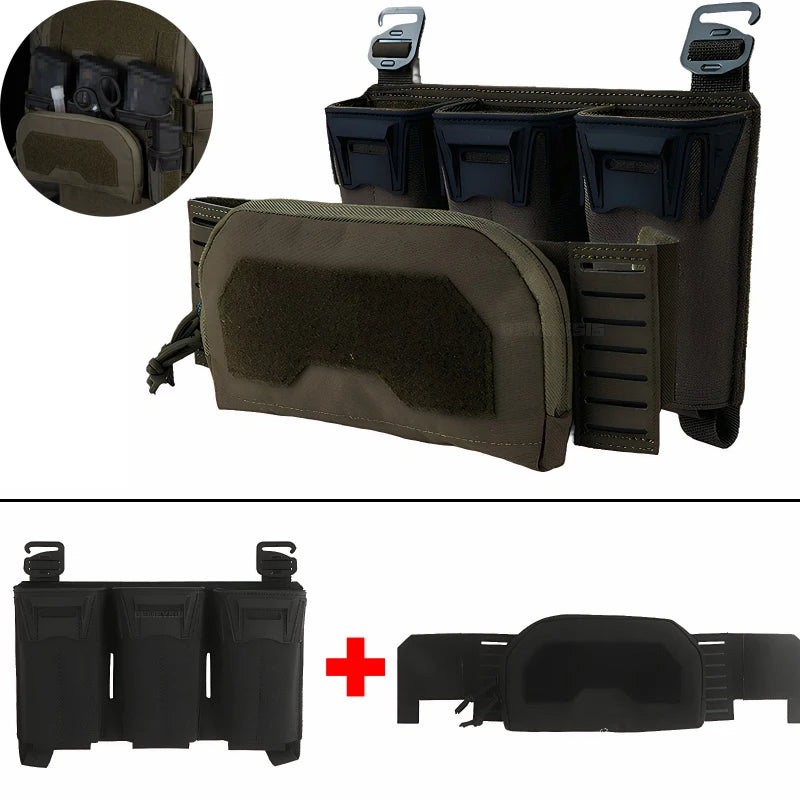 Tactical Admin Pouch with Multi-caliber 5.56 9mm Triple Mag Pouch MOLLE Front Placard System 2nd Layer Airsoft Pouches