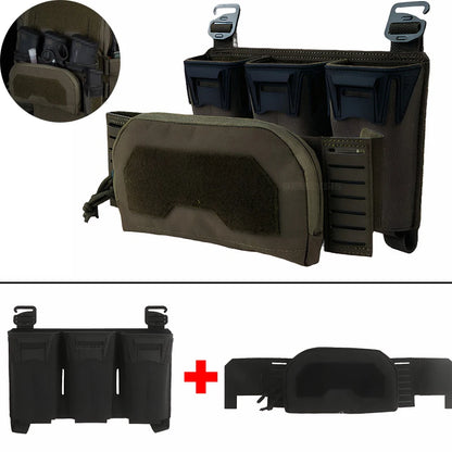 Tactical Admin Pouch with Multi-caliber 5.56 9mm Triple Mag Pouch MOLLE Front Placard System 2nd Layer Airsoft Pouches