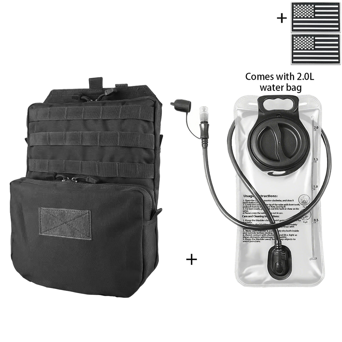 Outdoor Hunting Water Bag Set 2L Large Capacity Drinking Water Bag Portable Water Storage Bag for Hiking and Cycling