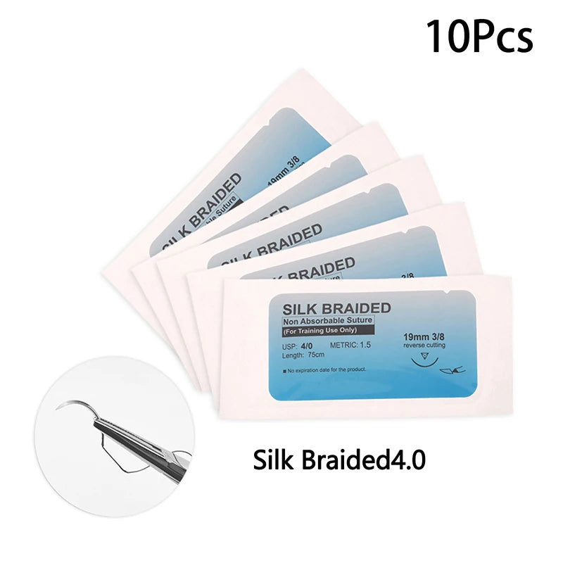 10Pcs 75cm 2/0 3/0 4/0 Medical Surgical Suture Nylon Silk Polypropylene Polyester Monofilament Thread Suture Teaching Exercises