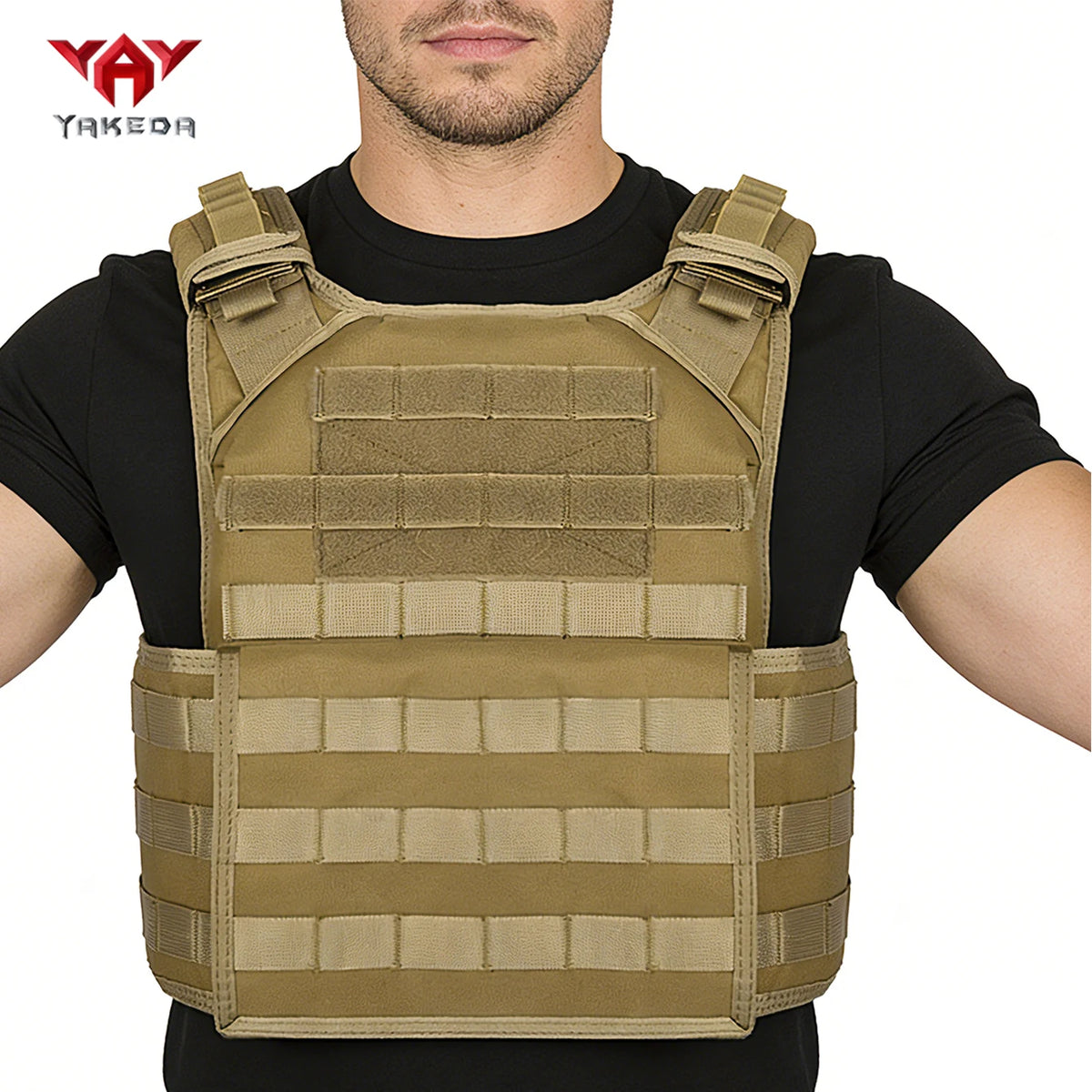 YAKEDA adjustable shoulder strap, hollowed out side panel structure, MOLLE system hunting vest suitable for outdoor sports