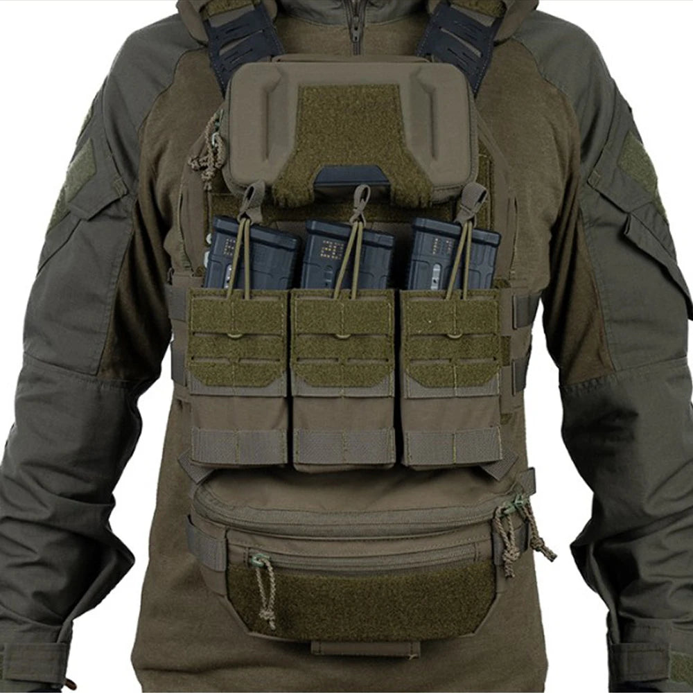 K Style Tactical Triple Magazine Pouch AR15 M4 5.56 Open-Top MAG3 Pouch for Hunting Airsoft Molle Vest Plate Carrier Front Panel