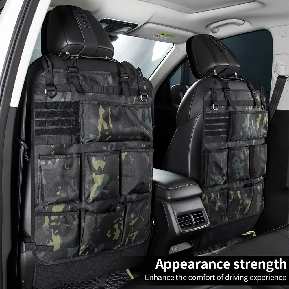 Tactical Camouflage Car Seat Backrest Storage Bag Hanging Organizer Vehicle Interior Accessory Space Saver Hanging Pouch