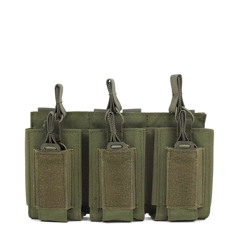 2 Layer MOLLE Tactical Magazine Holder Single Triple Mag Cartridge Pouch For AK M4 M14 M16 AR Outdoor Shooting Hunting Gear