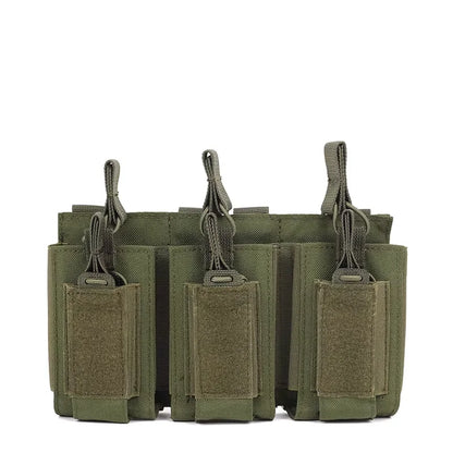 2 Layer MOLLE Tactical Magazine Holder Single Triple Mag Cartridge Pouch For AK M4 M14 M16 AR Outdoor Shooting Hunting Gear