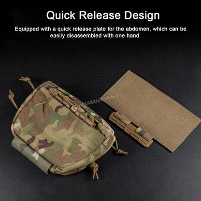 The Raid Pouch Tactical Plate Carrier Hanging Sub Abdominal Drop Bag Shoulder Pack Airsoft Hunting Belly IFAK Organizer Pocket