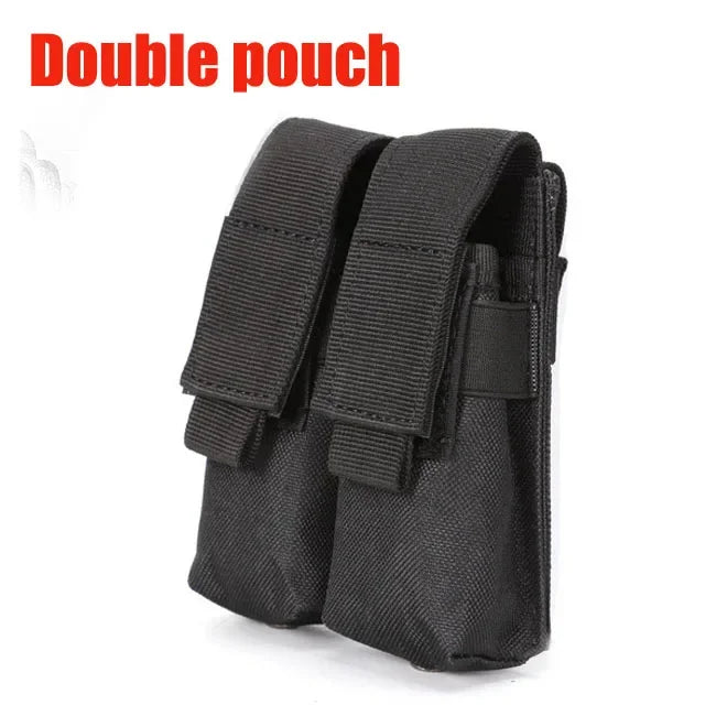 9mm Pistol Magazine Pouch Tactical Double Molle Belt Dual Mag Bag Flashlight Holder Attachment Package Gun Hunting Accessories