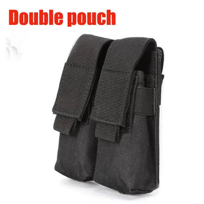 9mm Pistol Magazine Pouch Tactical Double Molle Belt Dual Mag Bag Flashlight Holder Attachment Package Gun Hunting Accessories
