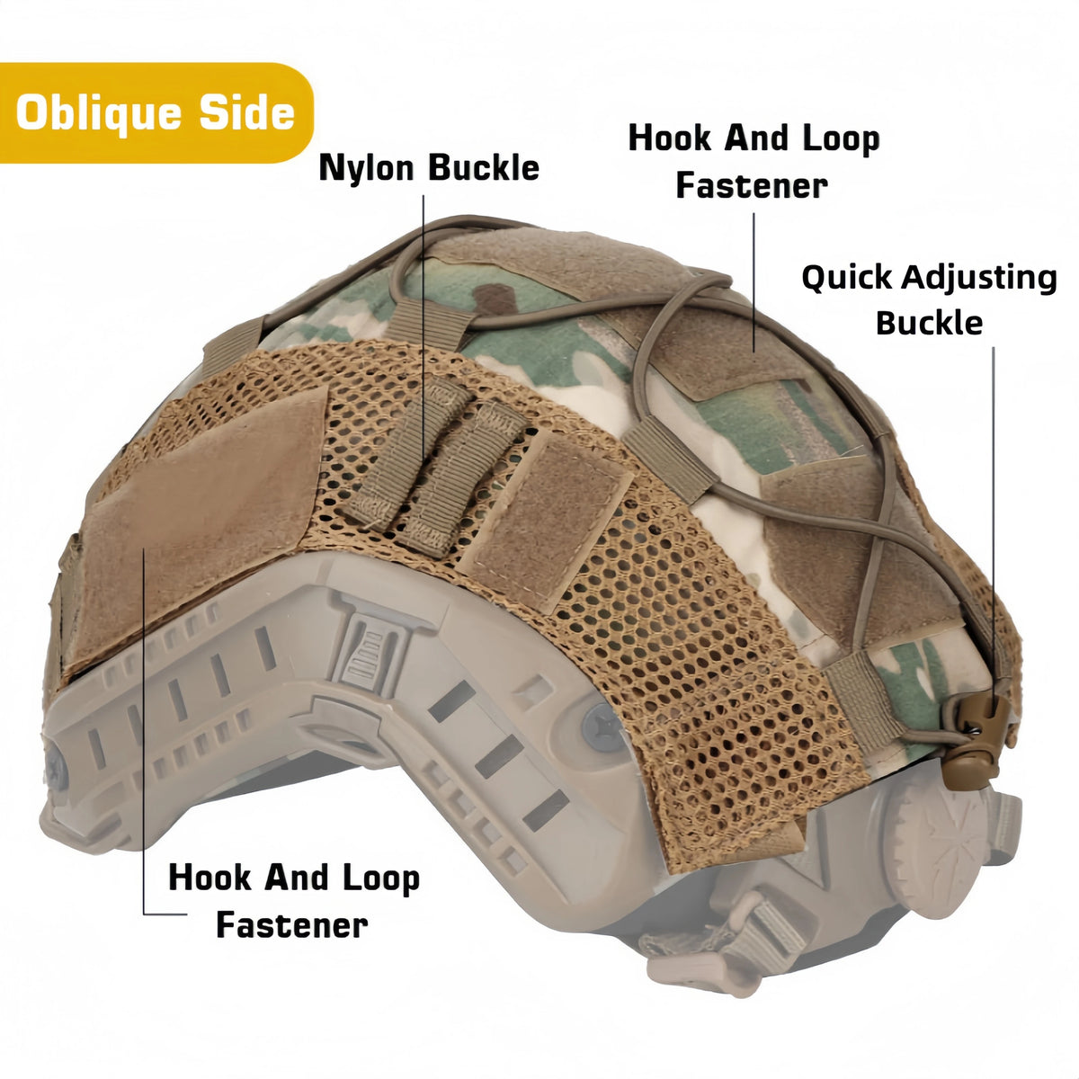 FAST Helmet Cover Multi-Cam Tactical Helmet Mesh with Elastic Cord for Fast MH PJ BJ Helmets Airsoft Paintball Hunting Shooting