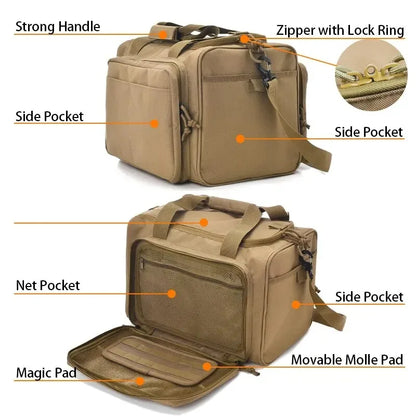Gun Range Storage Bag with MOLLE System, Durable Shoulder Pack for Outdoor Equipment & Accessories