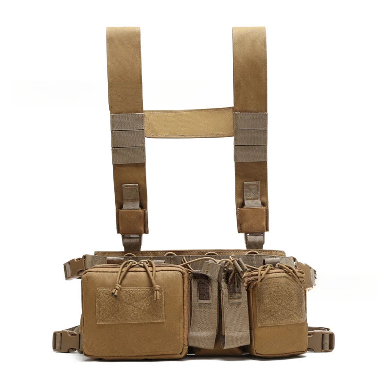 Tactical Chest Rig MOLLE Camo Vest, Adjustable Multi-Function Harness, Outdoor Wargame Training Camouflage Vest