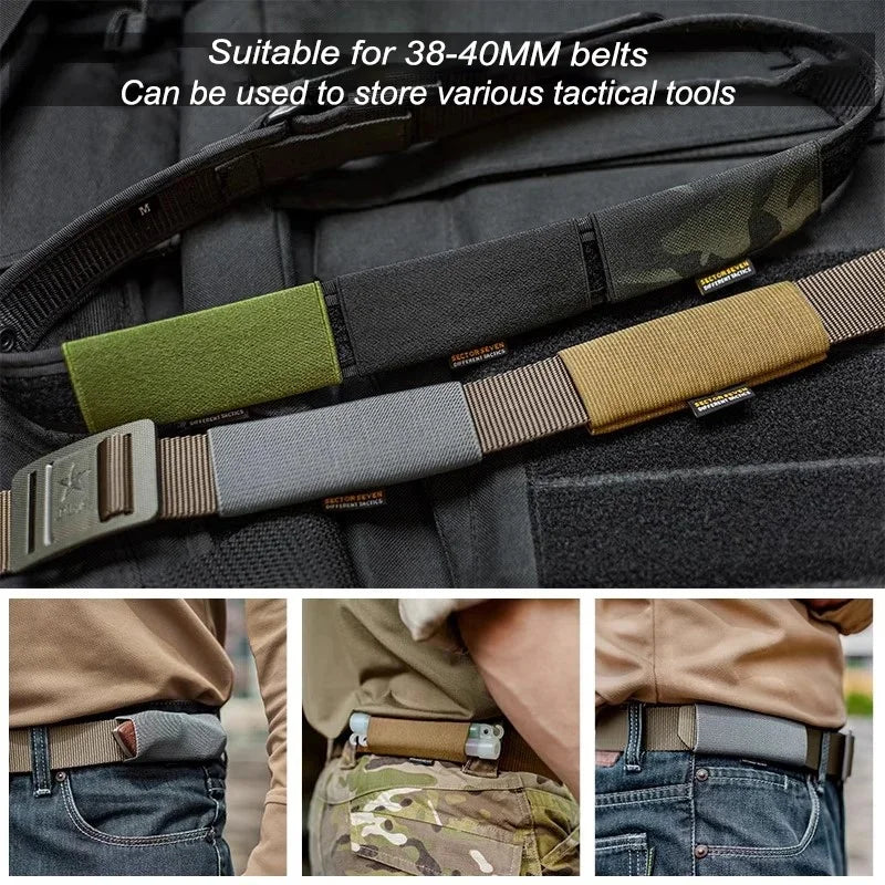 2pcs Belt Sleeve Elastic Loop EDC Belt Organizer Concealed Tool Holder Flashlight Holder Tactical Hunting Accessories