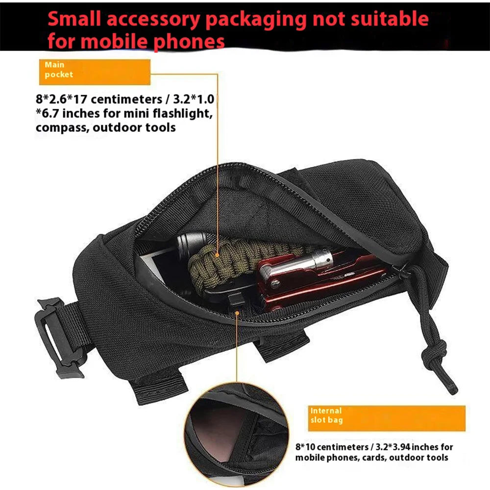 Tactical MOLLE Backpack Shoulder Strap Pouch - Multifunctional Compact EDC Organizer, Ideal for Outdoor Sports/Travel/Hunting
