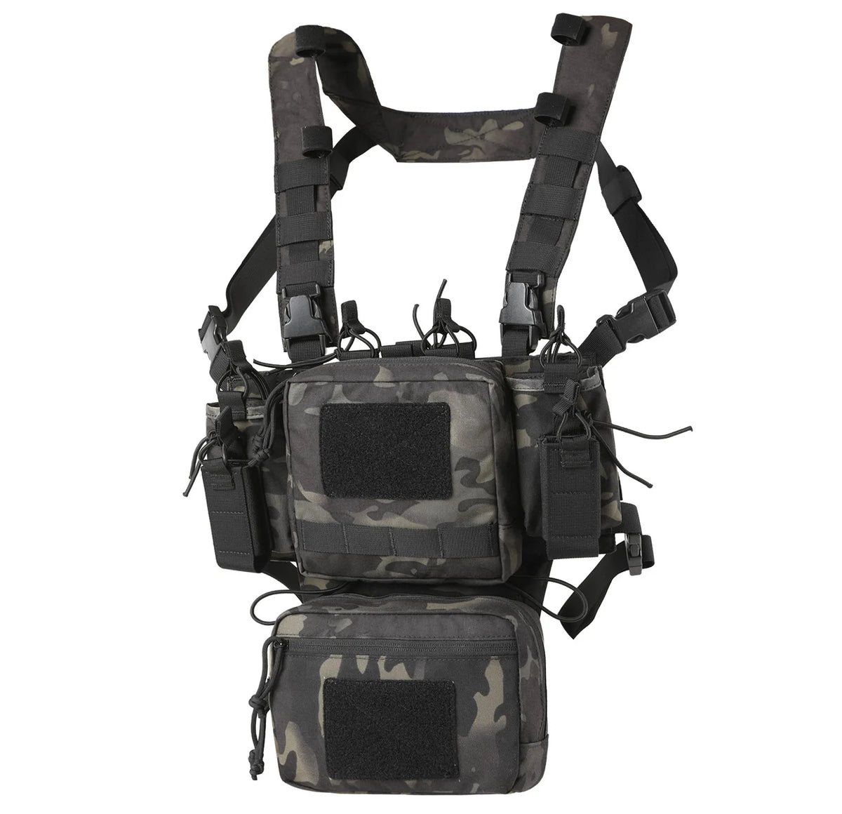 Lightweight Tactical Chest Rig Hunting Combat Vest Bag 500D Nylon Camouflage Quick Release With Two 9mmpistol mag Pouches