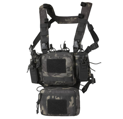 Lightweight Tactical Chest Rig Hunting Combat Vest Bag 500D Nylon Camouflage Quick Release With Two 9mmpistol mag Pouches