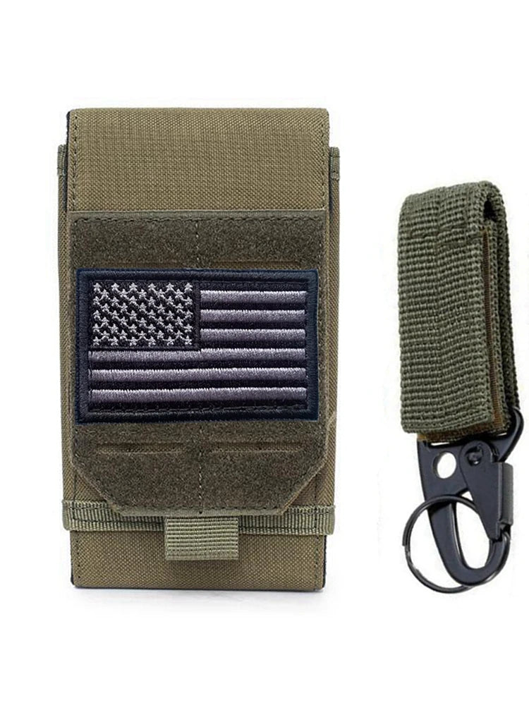 Molle Laser Pouch Tactical Cell Phone Belt EDC Pouch Holder Waist Bag Outdoor Mobile Phone Pack Bag with US Patch and Keychain