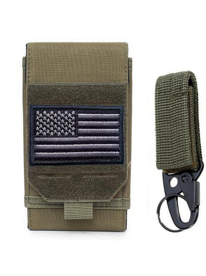 Molle Laser Pouch Tactical Cell Phone Belt EDC Pouch Holder Waist Bag Outdoor Mobile Phone Pack Bag with US Patch and Keychain