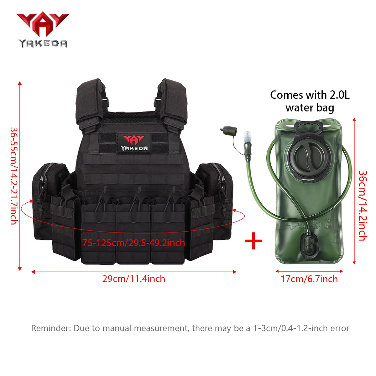 YAKEDAMOLLE Modular Hunting Tank Top, Comes with 2L Soft Water Bag, Adjustable Shoulder Strap with Multiple Device Bags