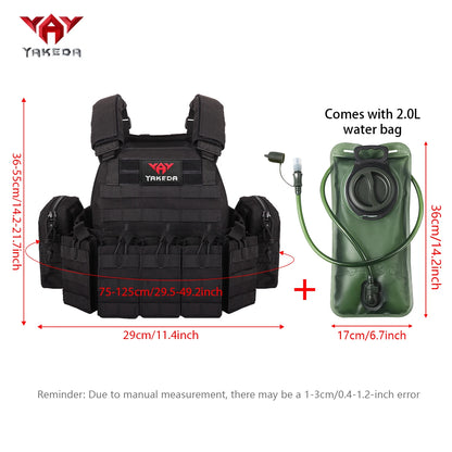 YAKEDAMOLLE Modular Hunting Tank Top, Comes with 2L Soft Water Bag, Adjustable Shoulder Strap with Multiple Device Bags