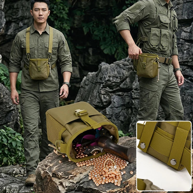 Tactical Magazine Dump Pouch Molle Drawstring Utility Belt Fanny Hip Holster Bag Outdoor Recovery Ammo Pouch Should Waist Bag