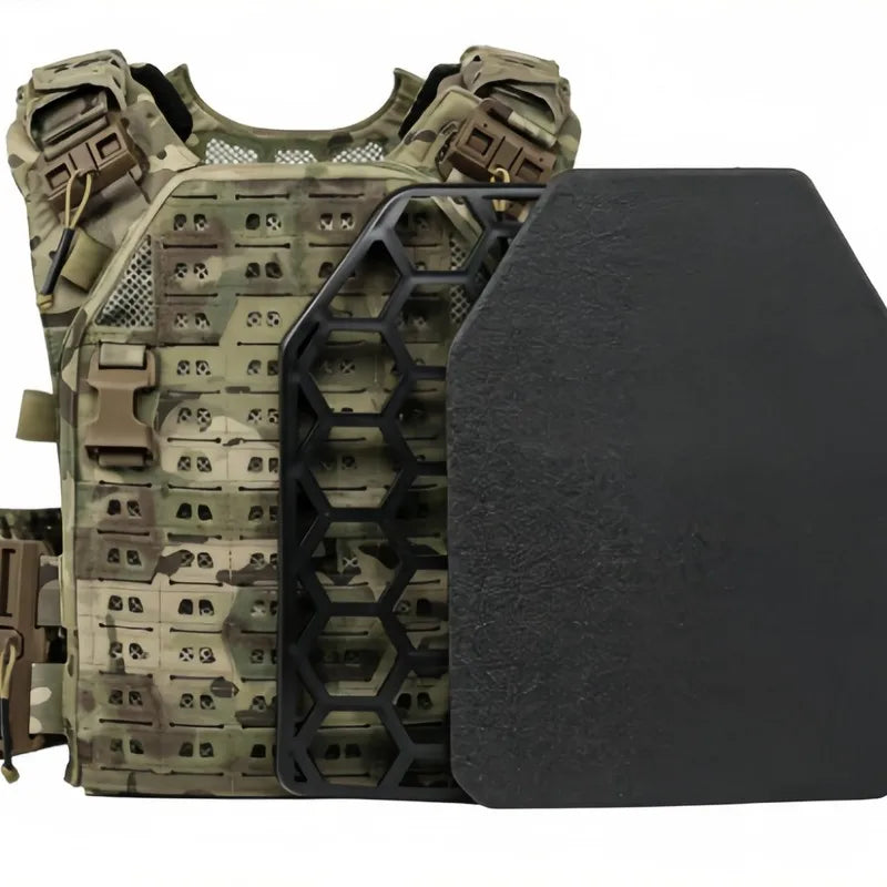 ASPC Compatible Honeycomb Ventilated Plate Insert for Tactical Plate Carrier Vest, Breathable Airflow Cooling Back Support Panel