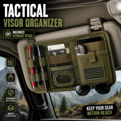 Tactical Car Sun Visor Organizer MOLLE Storage Bag, Vehicle EDC Gear Holder, Multi Pocket Utility Pouch For SUV Truck Outdoor Ac