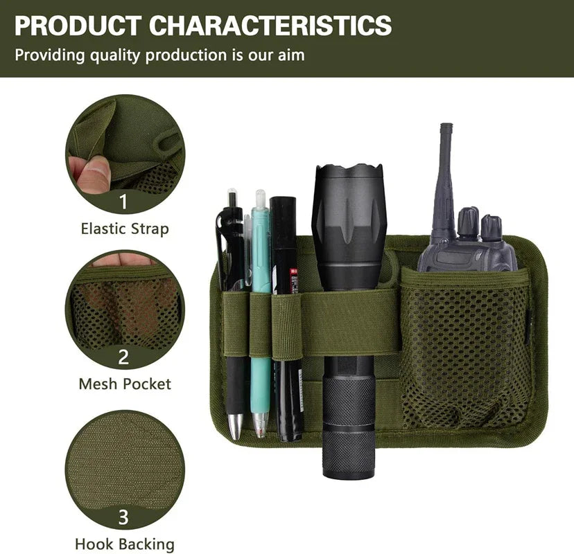 Outdoor EDC Mesh Pouch with Velcro Back Panel, Tactical Mounting Plate for Vest & Backpack Expansion