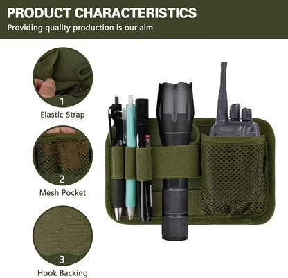 Outdoor EDC Mesh Pouch with Velcro Back Panel, Tactical Mounting Plate for Vest & Backpack Expansion