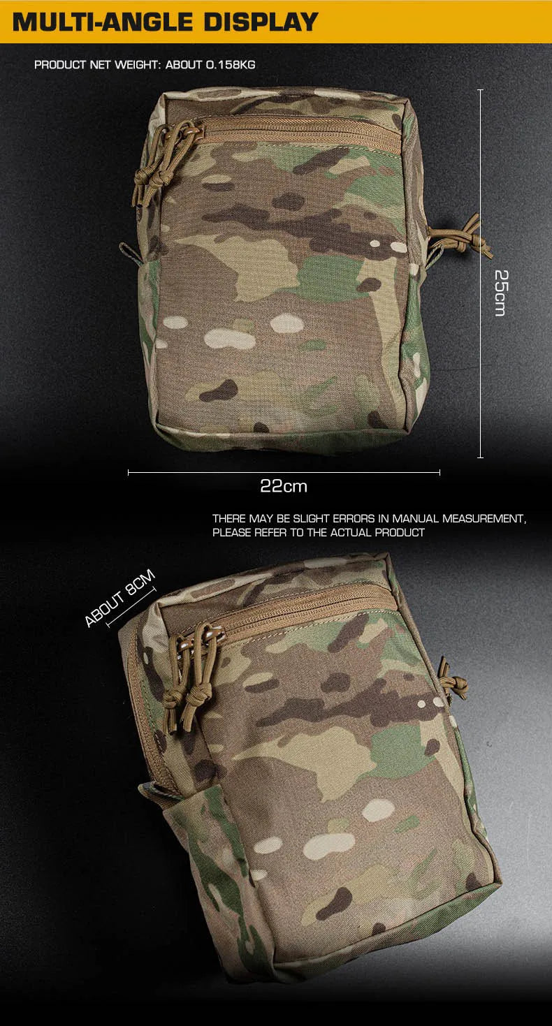 GP Tactical MOLLE Pouch Tall General-Purpose Utility Pack Laser Cut Night Vision Goggles Storage Back Panel Hunting Accessories